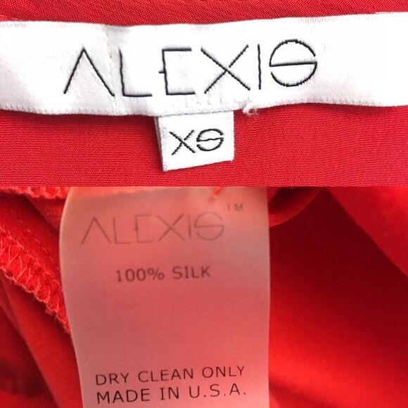ALEXIS Silk Long Sleeve V-Neck Long Maxi Dress Red XS - Picture 5 of 7